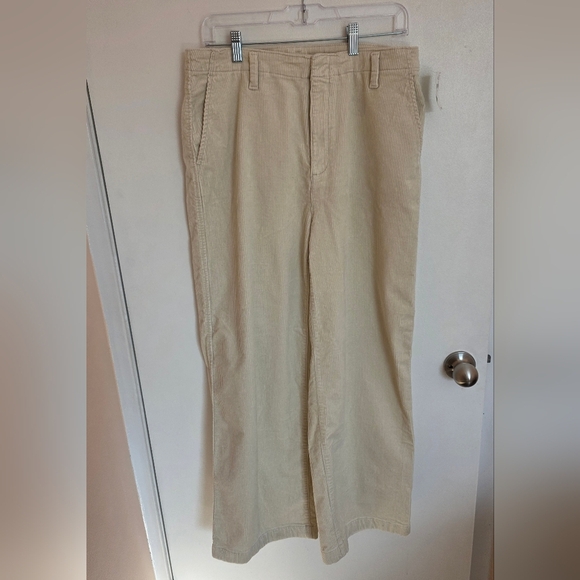 GAP Corduroy Pants Womens Size 10 Cream High Waist Wide Leg NWT Preppy 31Wx29L - Picture 1 of 8
